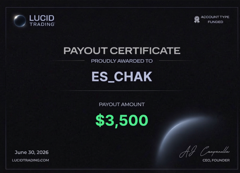 Lucid Trading - Payout Certificate - $3,500 - 30 June 2026